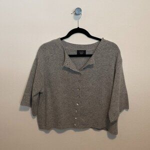 Vici Cropped Button Front Cardigan Sweater Size M Gray